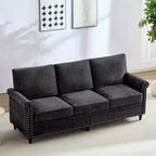 Canapé 3 places moderne en tissu chenille Mjkone/Canapé causeuse/Fauteuil simple avec design à rivets, Canapé de salon