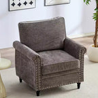 Canapé 3 places moderne en tissu chenille Mjkone/Canapé causeuse/Fauteuil simple avec design à rivets, Canapé de salon