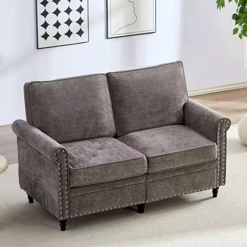 Canapé 3 places moderne en tissu chenille Mjkone/Canapé causeuse/Fauteuil simple avec design à rivets, Canapé de salon