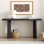 Console d'entrée moderne avec placage en pin et pieds géométriques, table de couloir ou de canapé étroite pour entrée, salon - Panipeachy
