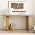 Console d'entrée moderne avec placage en pin et pieds géométriques, table de couloir ou de canapé étroite pour entrée, salon - Panipeachy