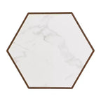 Table basse hexagonale moderne avec plateau en faux marbre et tiroirs de rangement cachés, table de salon - Panipeachy