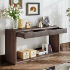 Console d'entrée de ferme de 60 po avec 2 tiroirs cannelés et étagère, table de couloir en placage de bois pour le salon - Panipeachy