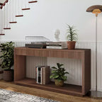 Console d'entrée de ferme de 60 po avec 2 tiroirs cannelés et étagère, table de couloir en placage de bois pour le salon - Panipeachy