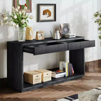 Console d'entrée de ferme de 60 po avec 2 tiroirs cannelés et étagère, table de couloir en placage de bois pour le salon - Panipeachy