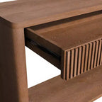 Console d'entrée de ferme de 60 po avec 2 tiroirs cannelés et étagère, table de couloir en placage de bois pour le salon - Panipeachy