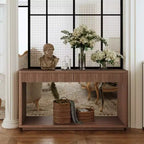 Console d'entrée de ferme de 60 po avec 2 tiroirs cannelés et étagère, table de couloir en placage de bois pour le salon - Panipeachy