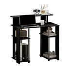 HOMLUX 35 Computer Desk Study Writing Workstation w/ Dual Side Shelves & Elevated Printer Shelf