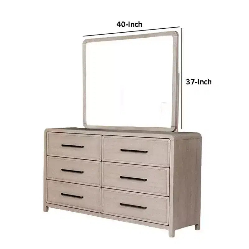 Miroir de commode Royal Hampton, bords arrondis, bois massif chêne naturel beige 37x40