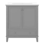 MAYEERTY Meuble-lavabo de salle de bain 30 po sans évier, portes d'armoire multifonctionnelles, tiroir, cadre solide en MDF noir