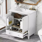 MAYEERTY Meuble-lavabo de salle de bain 30 po sans évier, portes d'armoire multifonctionnelles, tiroir, cadre solide en MDF noir