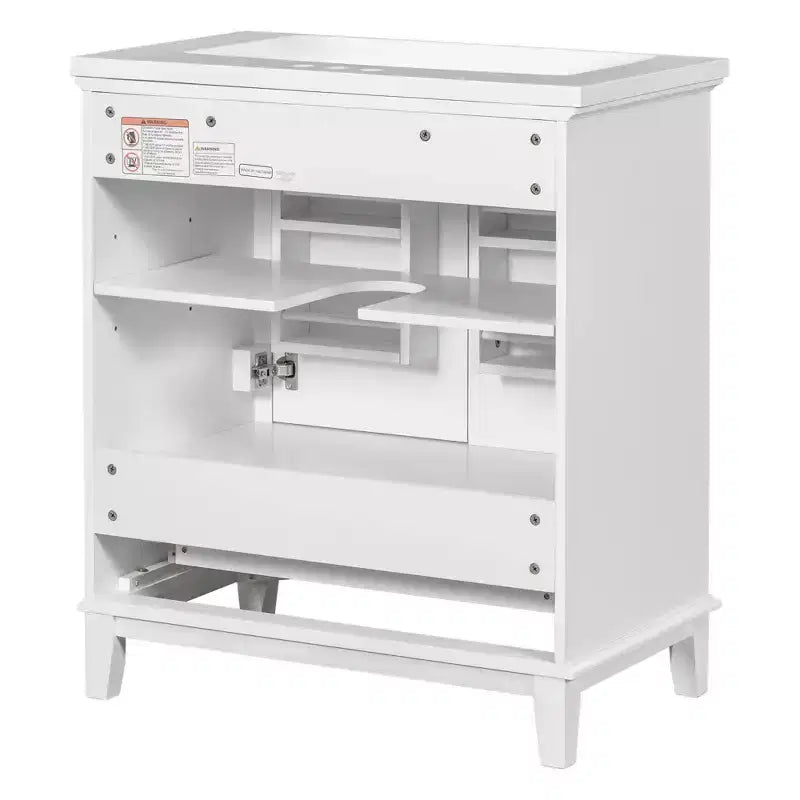 MAYEERTY Meuble-lavabo de salle de bain 30 po sans évier, portes d'armoire multifonctionnelles, tiroir, cadre solide en MDF noir