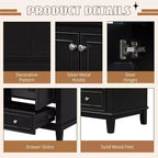 MAYEERTY Meuble-lavabo de salle de bain 30 po sans évier, portes d'armoire multifonctionnelles, tiroir, cadre solide en MDF noir