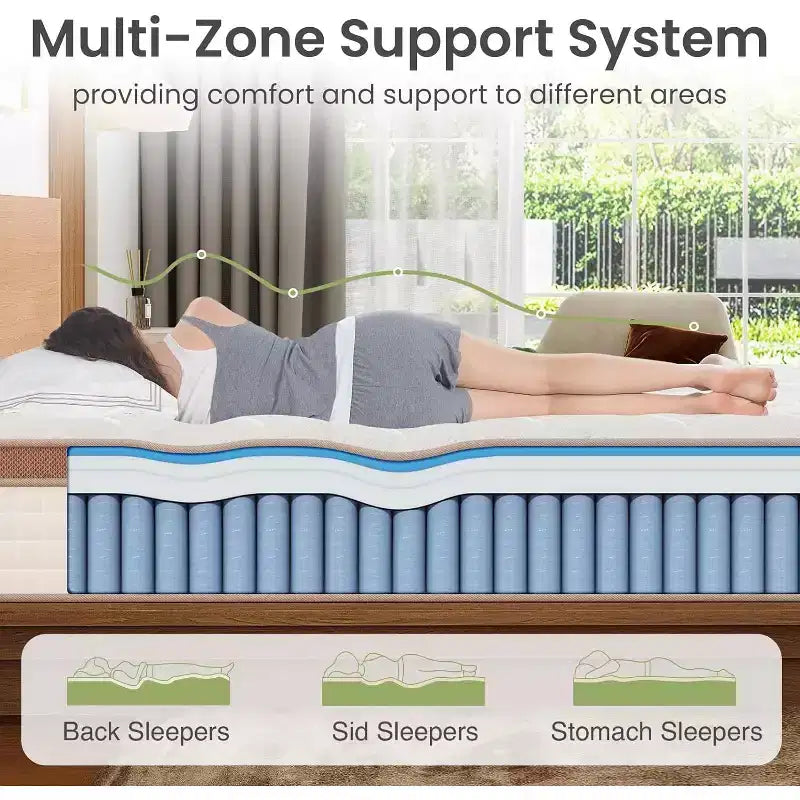 Matelas hybride Whisen 14 King, matelas ergonomique de luxe, matelas en mousse à mémoire de forme, ressorts ensachés