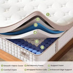 Matelas hybride Whisen 14 King, matelas ergonomique de luxe, matelas en mousse à mémoire de forme, ressorts ensachés