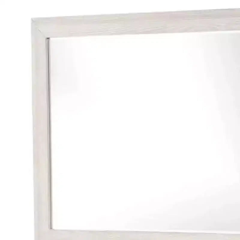 Miroir de commode Royal Hampton 48 po, cadre gris patiné, bois d'hévéa massif