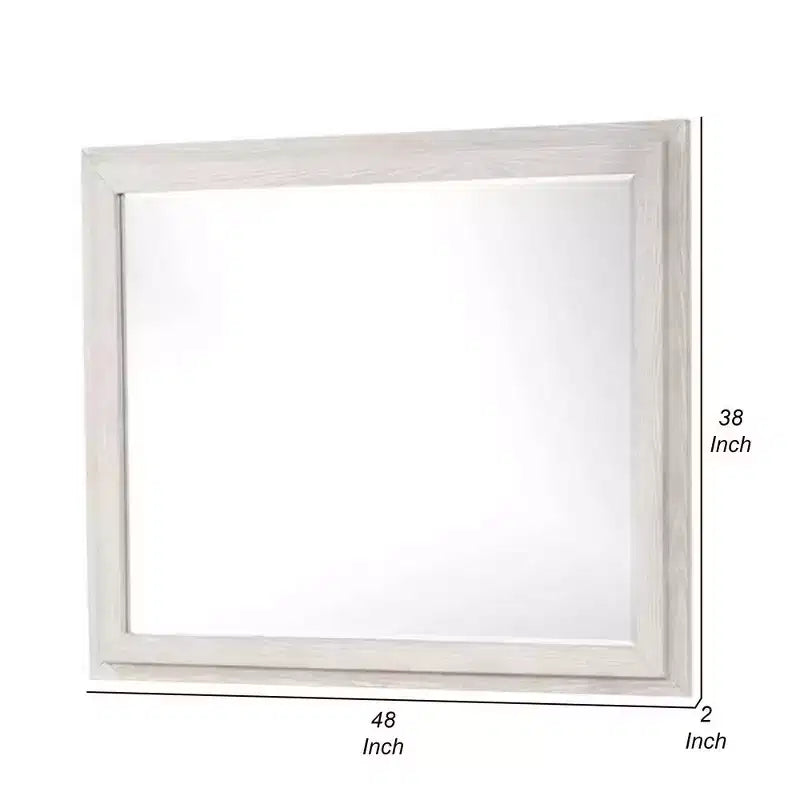 Miroir de commode Royal Hampton 48 po, cadre gris patiné, bois d'hévéa massif