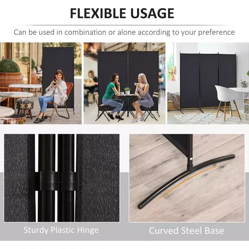 6'H 3 Panel Room Divider, Indoor Privacy Screen for Home
