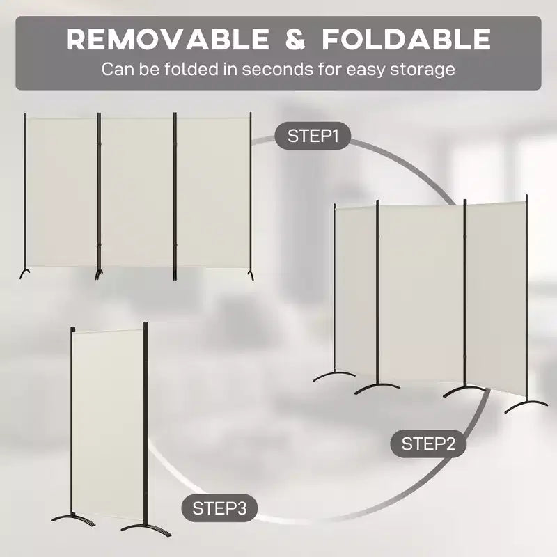 6'H 3 Panel Room Divider, Indoor Privacy Screen for Home