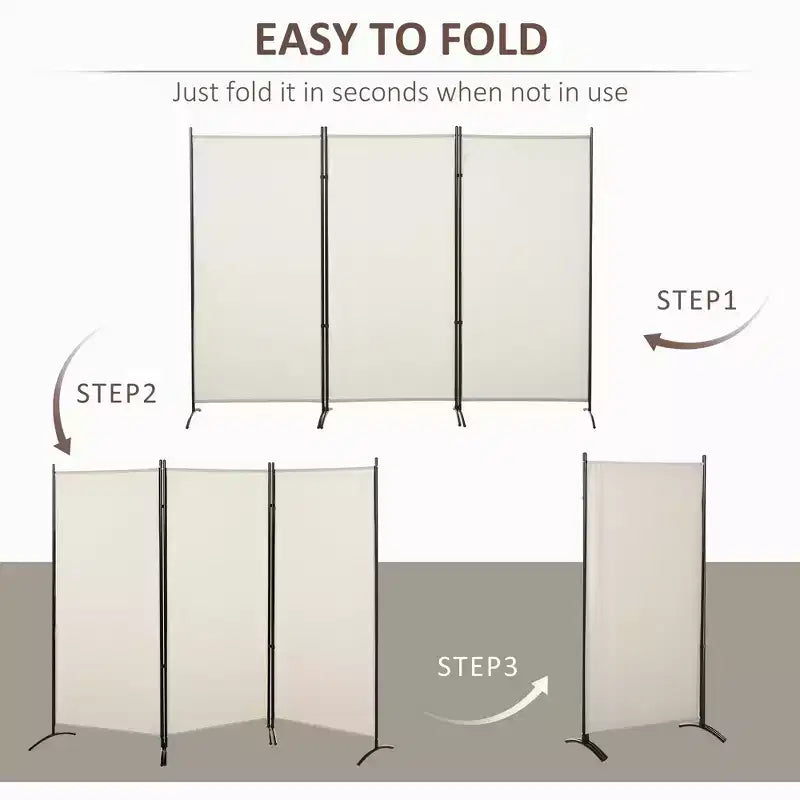 6'H 3 Panel Room Divider, Indoor Privacy Screen for Home