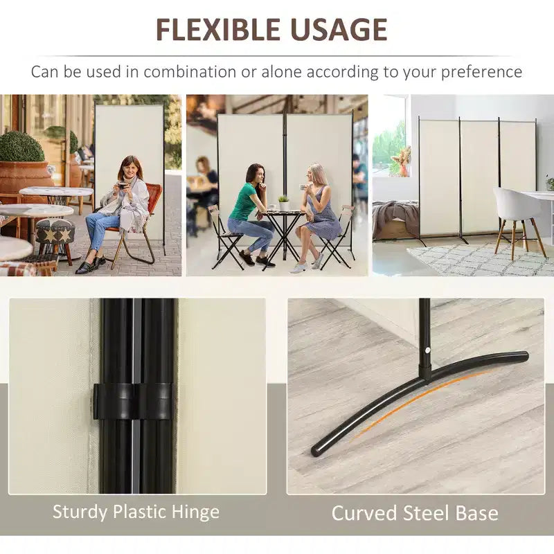 6'H 3 Panel Room Divider, Indoor Privacy Screen for Home