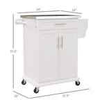 Îlot de cuisine sur roulettes, Desserte de cuisine roulante avec comptoir en acier inoxydable, tiroir, porte-serviettes et porte-épices, Chariot de rangement utilitaire