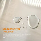 Îlot de cuisine sur roulettes, Desserte de cuisine roulante avec comptoir en acier inoxydable, tiroir, porte-serviettes et porte-épices, Chariot de rangement utilitaire