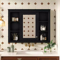 MAYEERTY 27.5 Medicine Cabinet, Wall Mounted Bathroom Storage Cabinet with Mirror 6 Open Shelves Modern Black