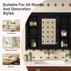 MAYEERTY 27.5 Medicine Cabinet, Wall Mounted Bathroom Storage Cabinet with Mirror 6 Open Shelves Modern Black
