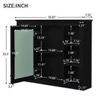 MAYEERTY 27.5 Medicine Cabinet, Wall Mounted Bathroom Storage Cabinet with Mirror 6 Open Shelves Modern Black