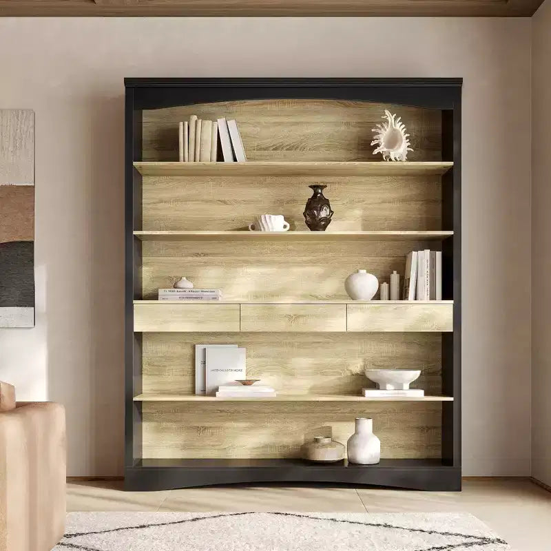 Famapy Vintage Minimalist Display Bookcase with 3-Drawer & 5-Tier Open shelf,Lancaster Heritage Design Bookshelf