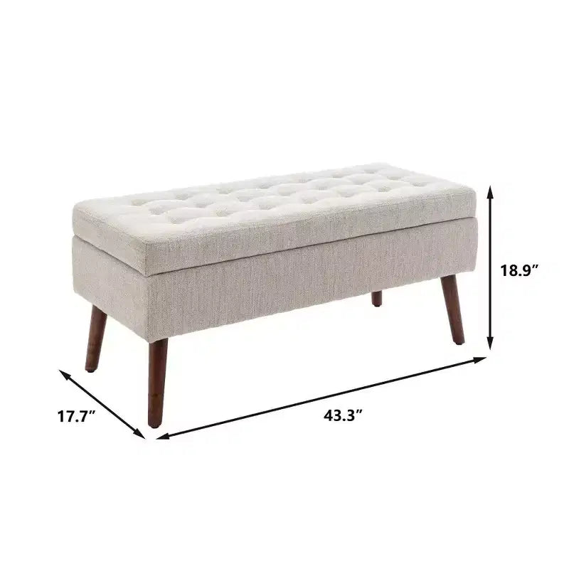TUYOHW Banc de rangement rectangulaire, banc de bout de lit avec pieds en bois massif, ottoman en cuir PU pour salon, chambre, entrée