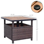 Table d'appoint extérieure de 56 cm avec trou pour parasol, table d'appoint en rotin osier avec sac de sable et cadre en acier pour extérieur, patio, jardin