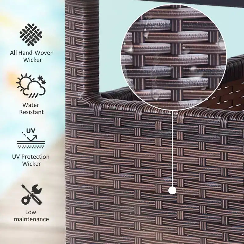 Table d'appoint extérieure de 56 cm avec trou pour parasol, table d'appoint en rotin osier avec sac de sable et cadre en acier pour extérieur, patio, jardin