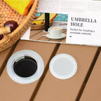 Table d'appoint extérieure de 56 cm avec trou pour parasol, table d'appoint en rotin osier avec sac de sable et cadre en acier pour extérieur, patio, jardin