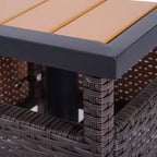 Table d'appoint extérieure de 56 cm avec trou pour parasol, table d'appoint en rotin osier avec sac de sable et cadre en acier pour extérieur, patio, jardin