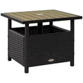 Table d'appoint extérieure de 56 cm avec trou pour parasol, table d'appoint en rotin osier avec sac de sable et cadre en acier pour extérieur, patio, jardin