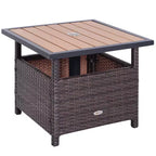 22 Outdoor Side Table with Umbrella Hole, Rattan Wicker End Table with Sand Bag and Steel Frame for Outdoor, Patio, Garden
