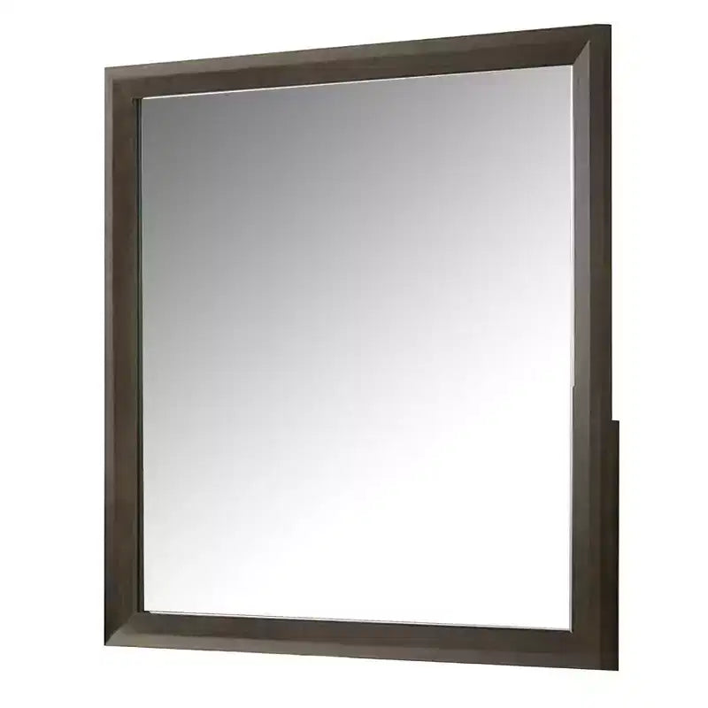 Royal Hampton Dresser Mirror, Beveled Glass, Dark Brown Wood Frame, 44x45
