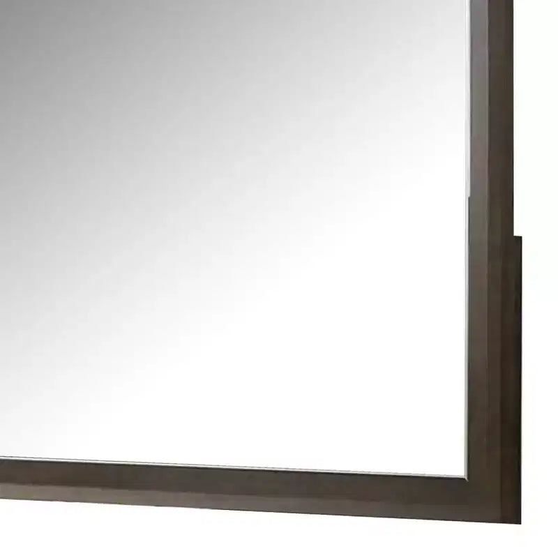Royal Hampton Dresser Mirror, Beveled Glass, Dark Brown Wood Frame, 44x45