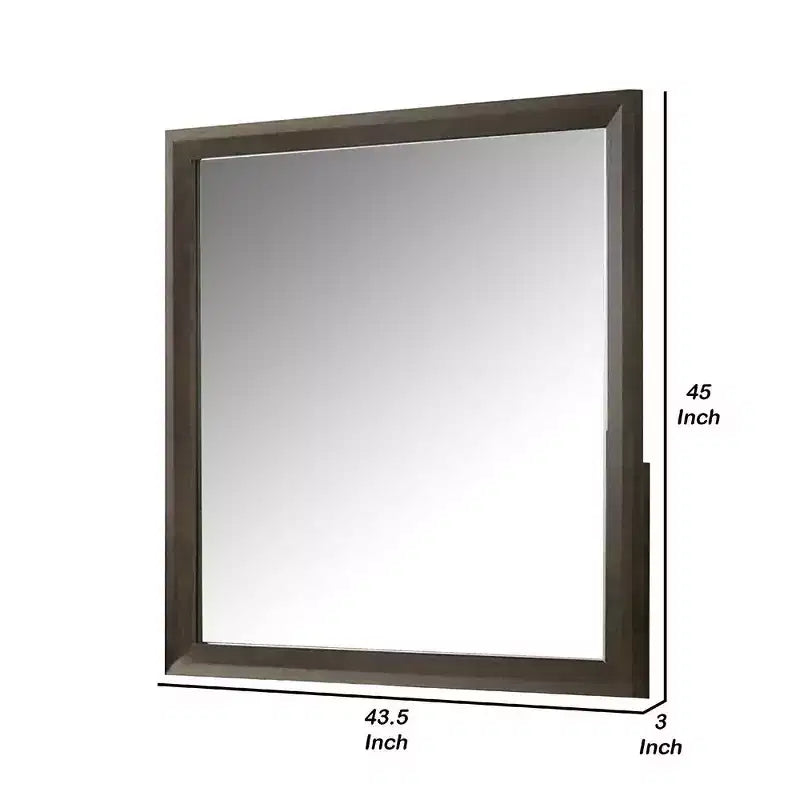 Royal Hampton Dresser Mirror, Beveled Glass, Dark Brown Wood Frame, 44x45