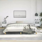 Cadre de lit Gris foncé 100 % polyester, contreplaqué, bois composite King