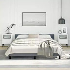 Bed Frame With Headboard Dark grey Velvet, plywood, engineered wood