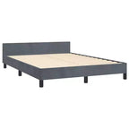 Cadre de lit avec tête de lit Velours gris foncé, contreplaqué, bois manufacturé