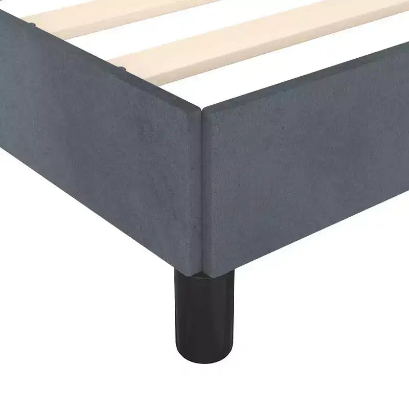 Cadre de lit avec tête de lit Velours gris foncé, contreplaqué, bois manufacturé