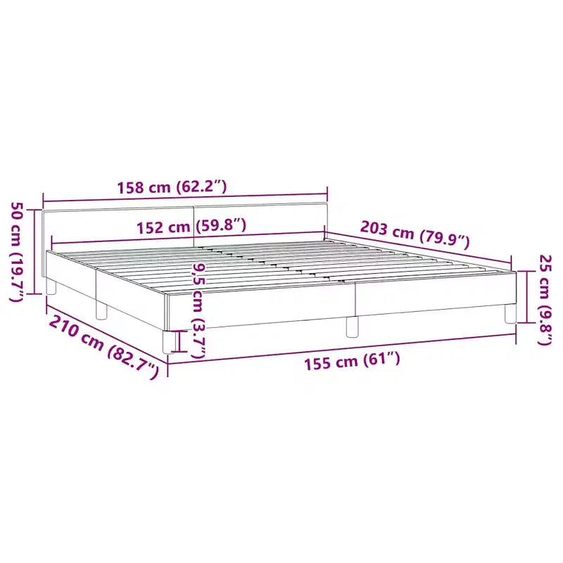 Cadre de lit avec tête de lit Velours gris foncé, contreplaqué, bois manufacturé