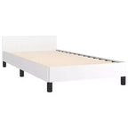 Cadre de lit avec tête de lit Similicuir blanc, contreplaqué, bois manufacturé