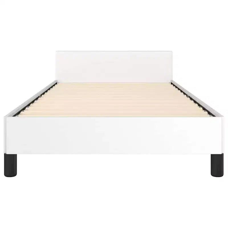 Cadre de lit avec tête de lit Similicuir blanc, contreplaqué, bois manufacturé