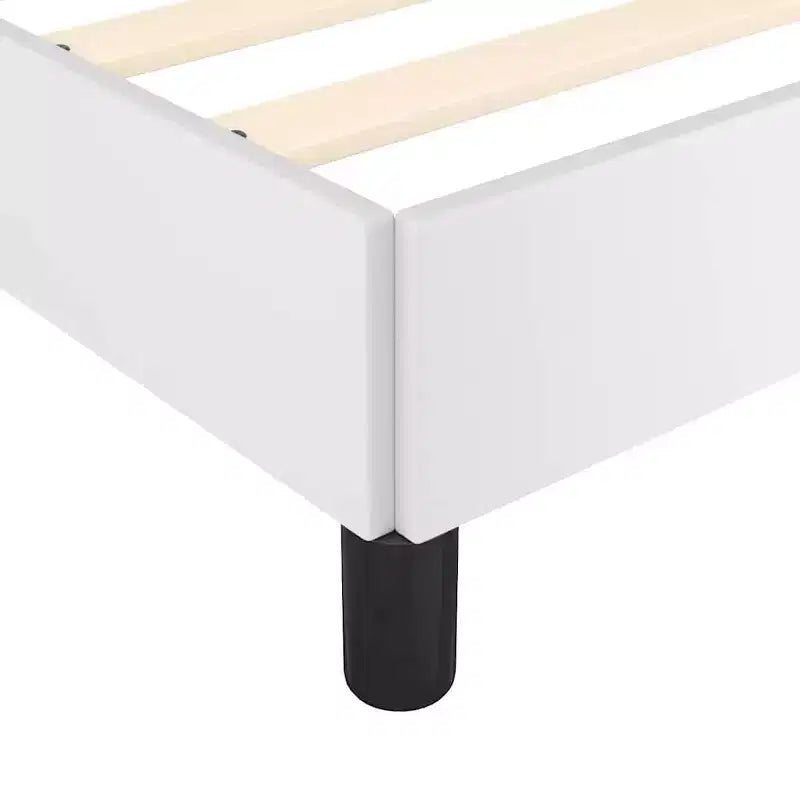 Cadre de lit avec tête de lit Similicuir blanc, contreplaqué, bois manufacturé
