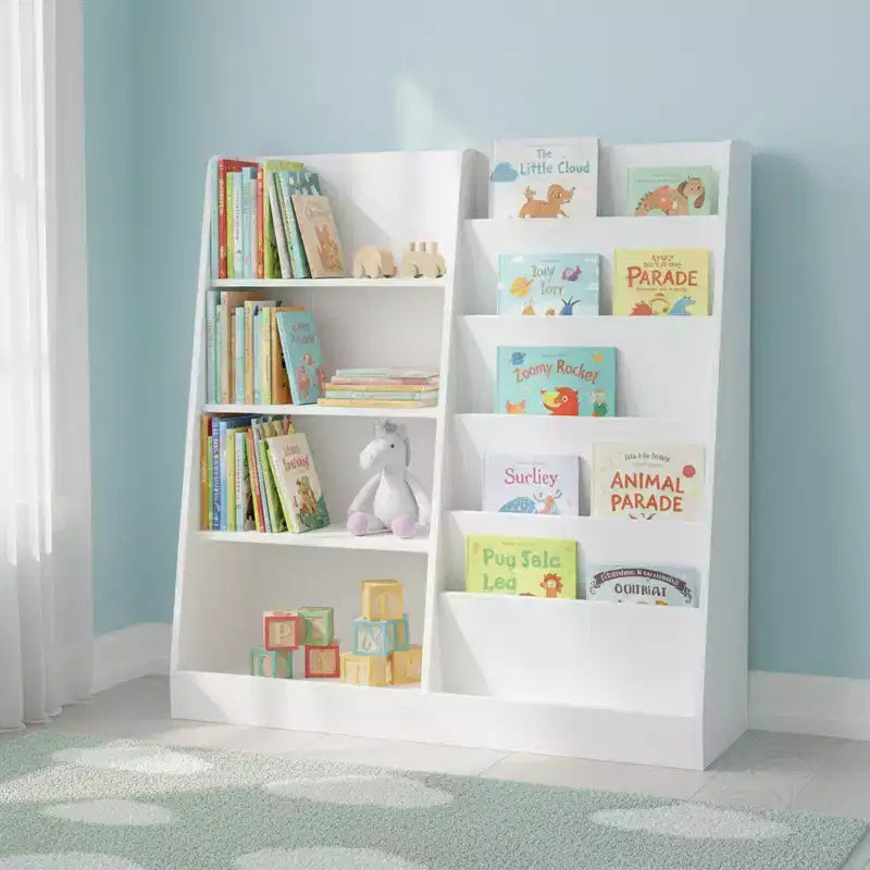 Homy Casa Kids Bookshelf and Toy Storage Organizer with Open Shelves, White